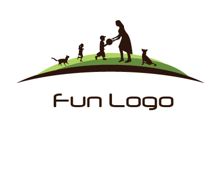 animals children playing with teacher illustration