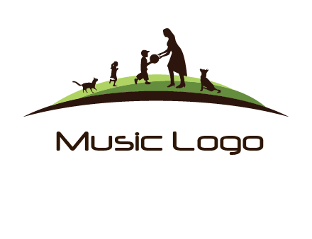animals children playing with teacher illustration