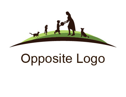 animals children playing with teacher illustration