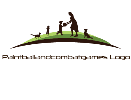 animals children playing with teacher illustration
