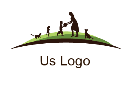 animals children playing with teacher illustration