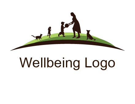 animals children playing with teacher illustration