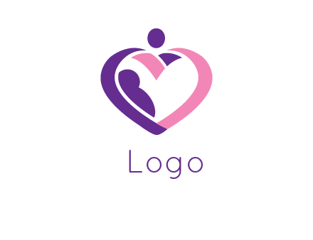 heart shape mother childcare logo