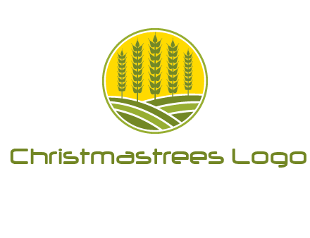 upright wheat stalks farm logo