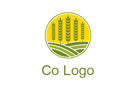 upright wheat stalks farm logo