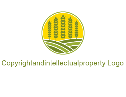 upright wheat stalks farm logo