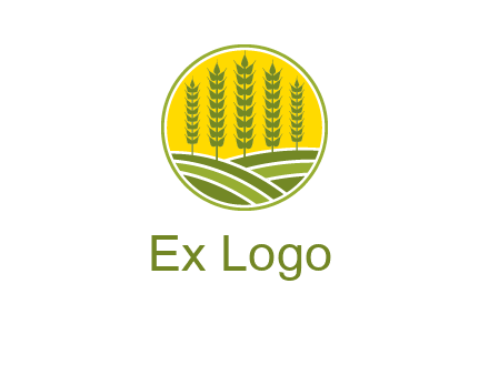 upright wheat stalks farm logo