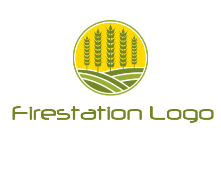 upright wheat stalks farm logo