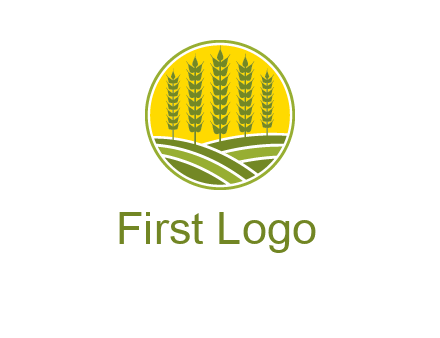 upright wheat stalks farm logo