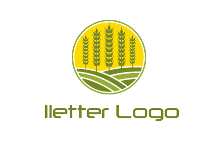 upright wheat stalks farm logo
