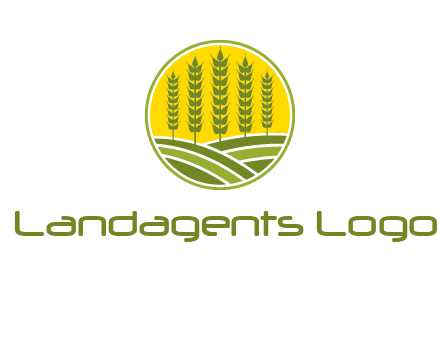 upright wheat stalks farm logo