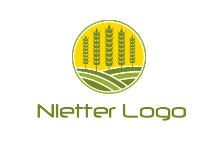 upright wheat stalks farm logo