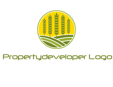 upright wheat stalks farm logo