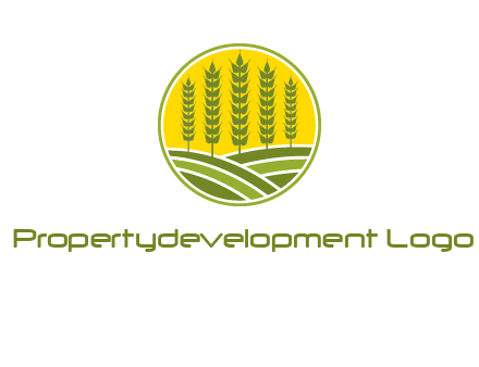upright wheat stalks farm logo