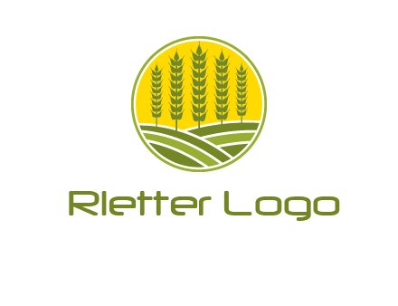 upright wheat stalks farm logo