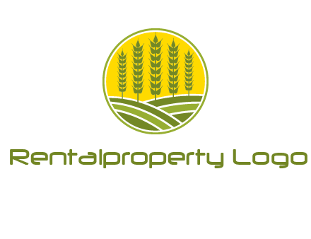 upright wheat stalks farm logo