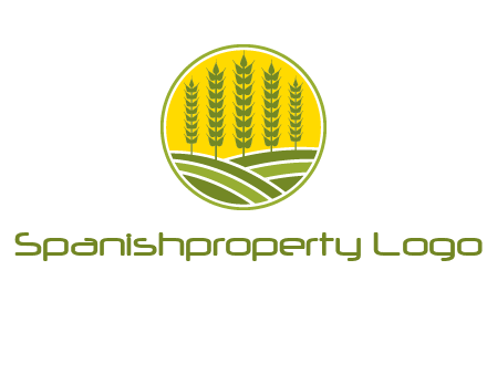 upright wheat stalks farm logo