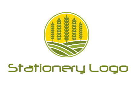 upright wheat stalks farm logo
