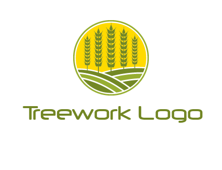 upright wheat stalks farm logo
