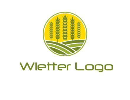 upright wheat stalks farm logo