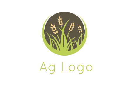 wheat stalks and grass in circle agriculture logo