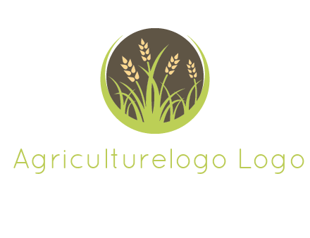 wheat stalks and grass in circle agriculture logo