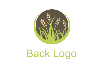 wheat stalks and grass in circle agriculture logo