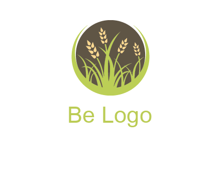 wheat stalks and grass in circle agriculture logo