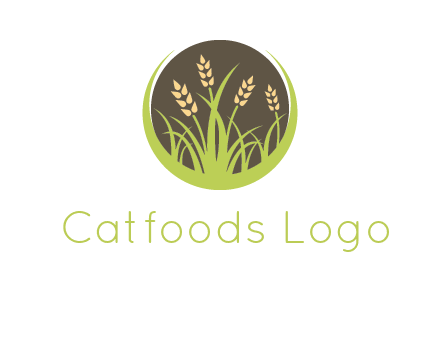 wheat stalks and grass in circle agriculture logo