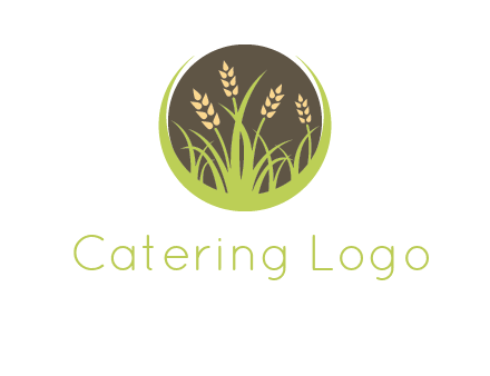 wheat stalks and grass in circle agriculture logo