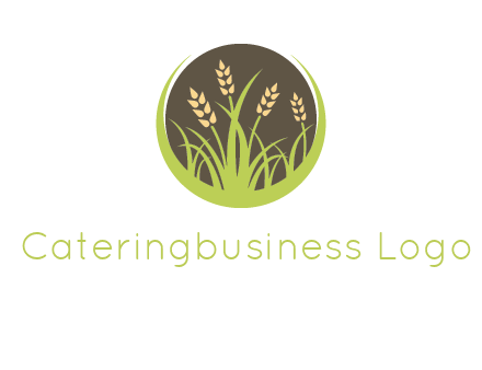 wheat stalks and grass in circle agriculture logo