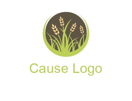 wheat stalks and grass in circle agriculture logo
