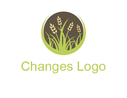 wheat stalks and grass in circle agriculture logo