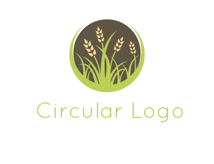 wheat stalks and grass in circle agriculture logo