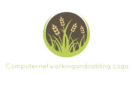 wheat stalks and grass in circle agriculture logo