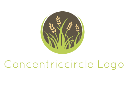 wheat stalks and grass in circle agriculture logo
