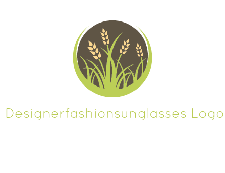 wheat stalks and grass in circle agriculture logo