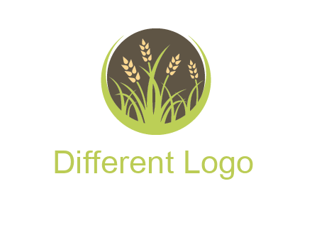 wheat stalks and grass in circle agriculture logo