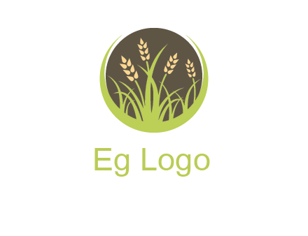 wheat stalks and grass in circle agriculture logo