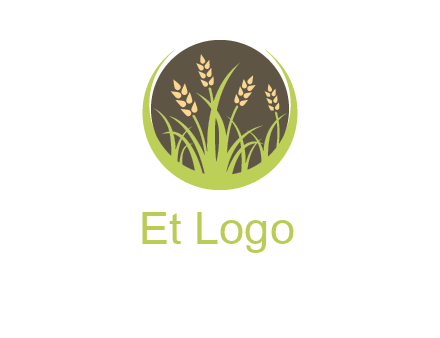 wheat stalks and grass in circle agriculture logo