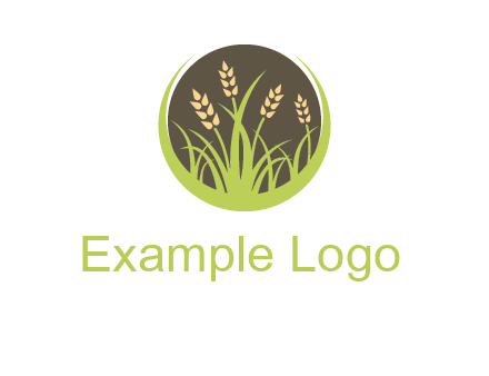 wheat stalks and grass in circle agriculture logo