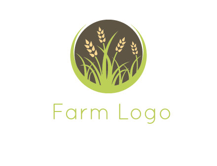 wheat stalks and grass in circle agriculture logo