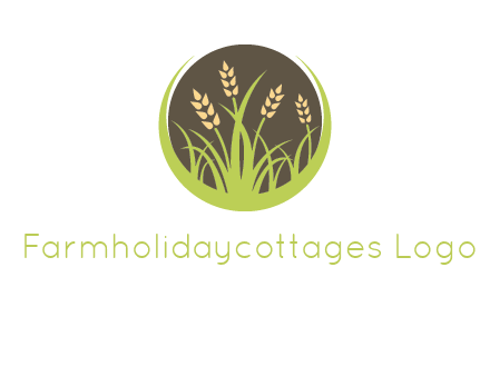 wheat stalks and grass in circle agriculture logo
