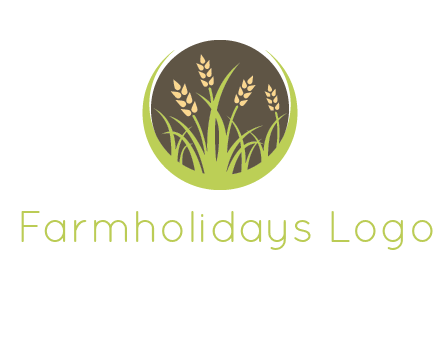 wheat stalks and grass in circle agriculture logo