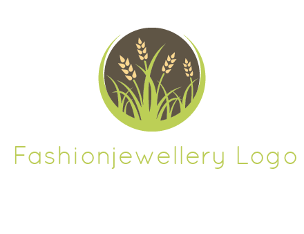 wheat stalks and grass in circle agriculture logo