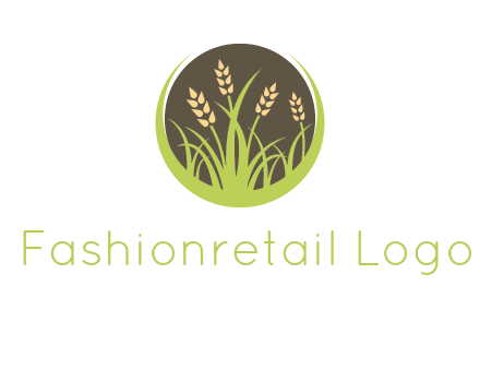 wheat stalks and grass in circle agriculture logo