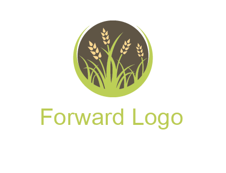 wheat stalks and grass in circle agriculture logo