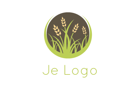 wheat stalks and grass in circle agriculture logo