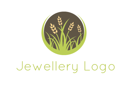 wheat stalks and grass in circle agriculture logo