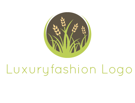 wheat stalks and grass in circle agriculture logo